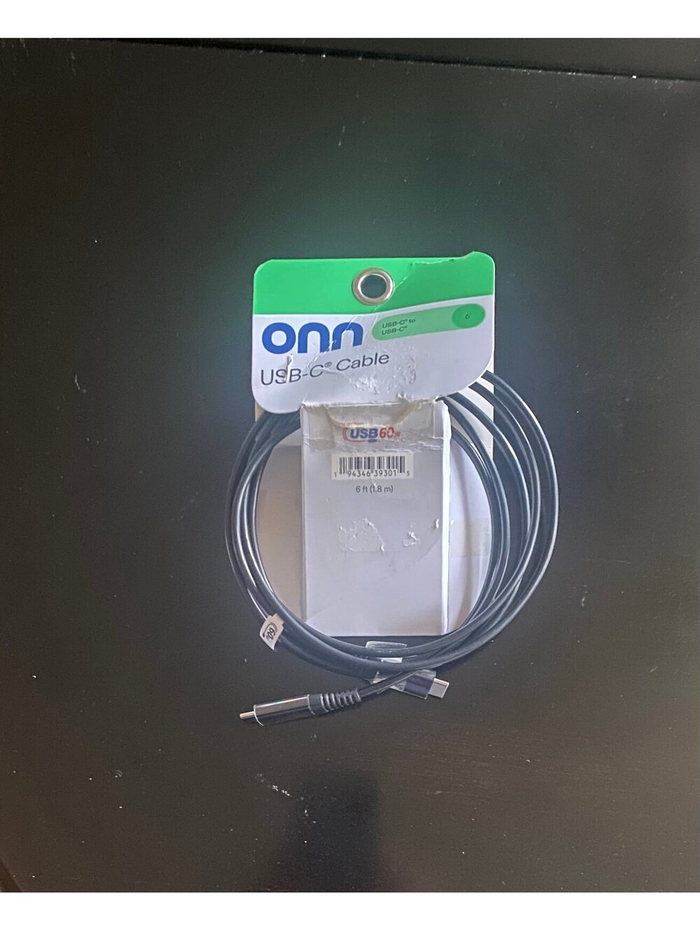 Onn 6ft USBC-C to USBC-C Charging Cable Black